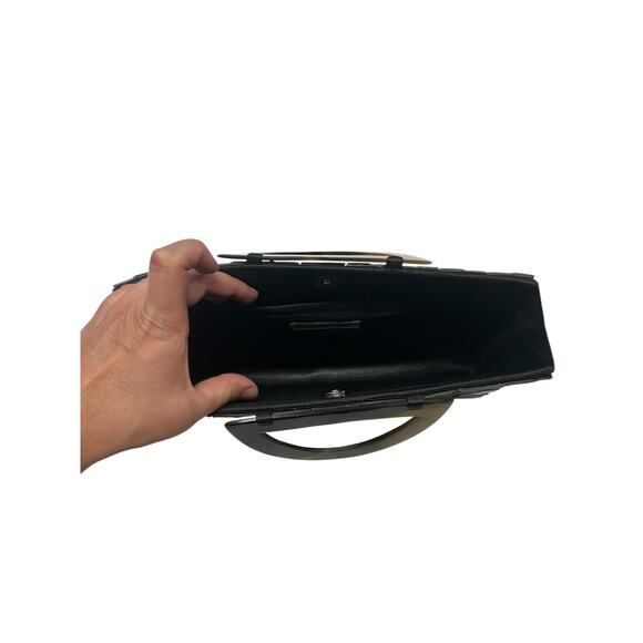 Y2K Geometric Box Clutch Purse Black Lucite Handle Mad Bags‎ Vietnam - Picture 7 of 11